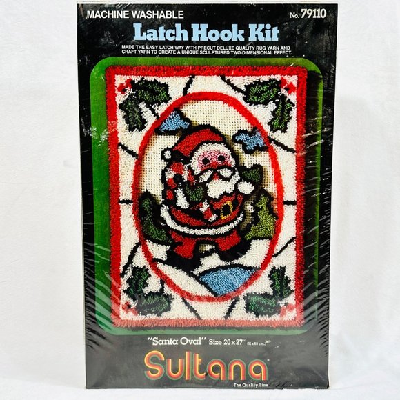 Vintage Sultana Latch Hook Rug Kit - "Santa Oval" 20" x 27" - New - Picture 1 of 9